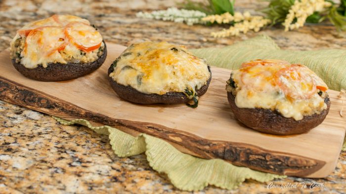 Portobello stuffed mushrooms mushroom portabella bacon cheddar appetizer appetizers savory pancetta