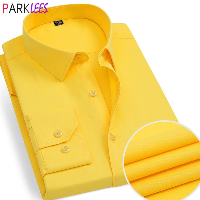 Mens bright yellow dress shirt