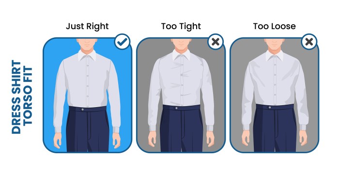 How should a men's dress shirt fit